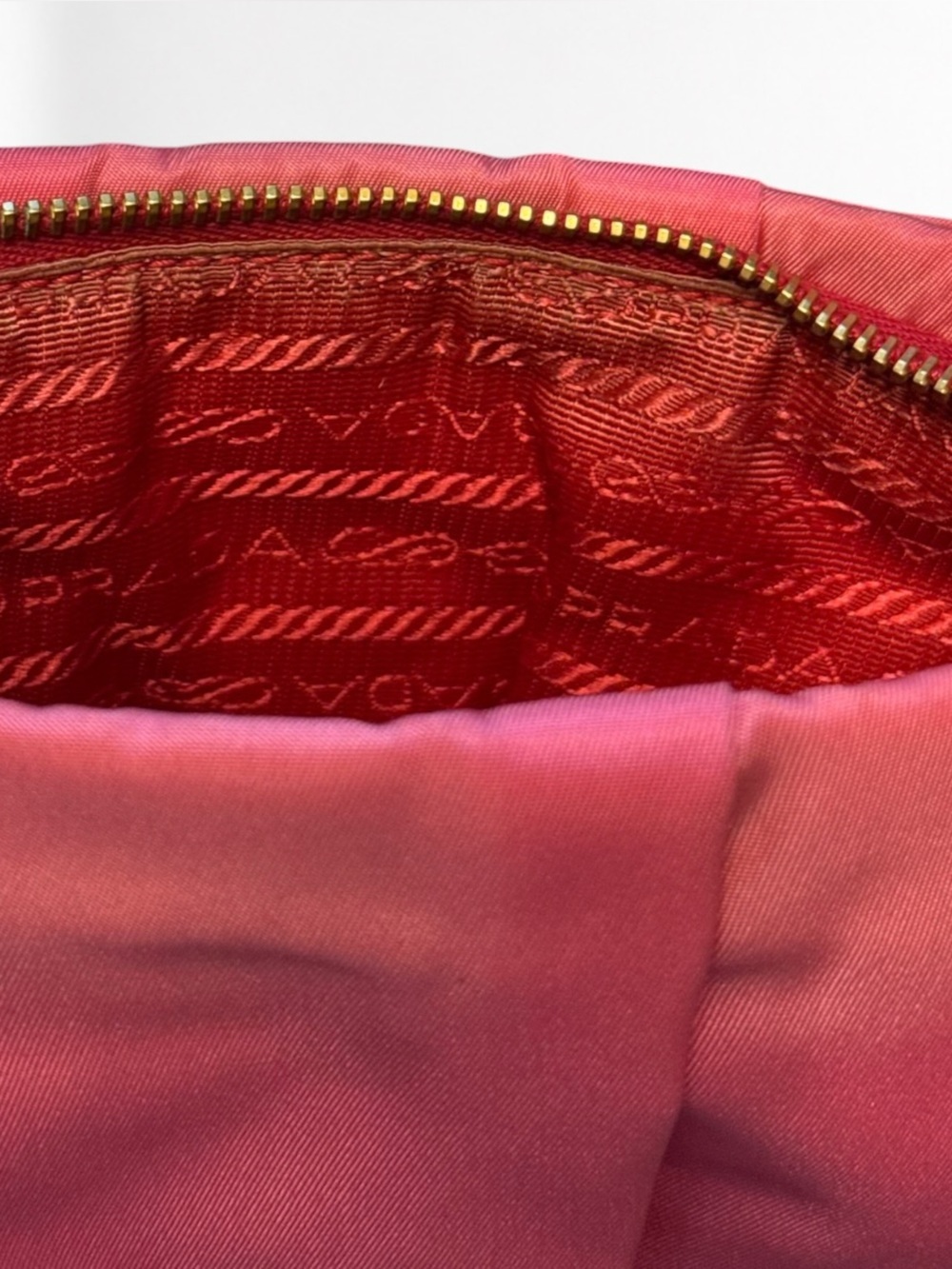 Prada Tessuto Fiocco Peonia Pink Bow Wristlet Clutch Pouch COA Authentic - Picture 9 of 11